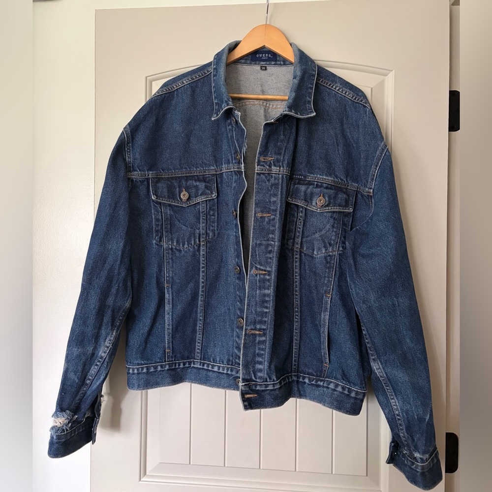 Vintage Guess Jeans Denim Oversized Trucker Jacket Cotton Made in USA - Size 3X